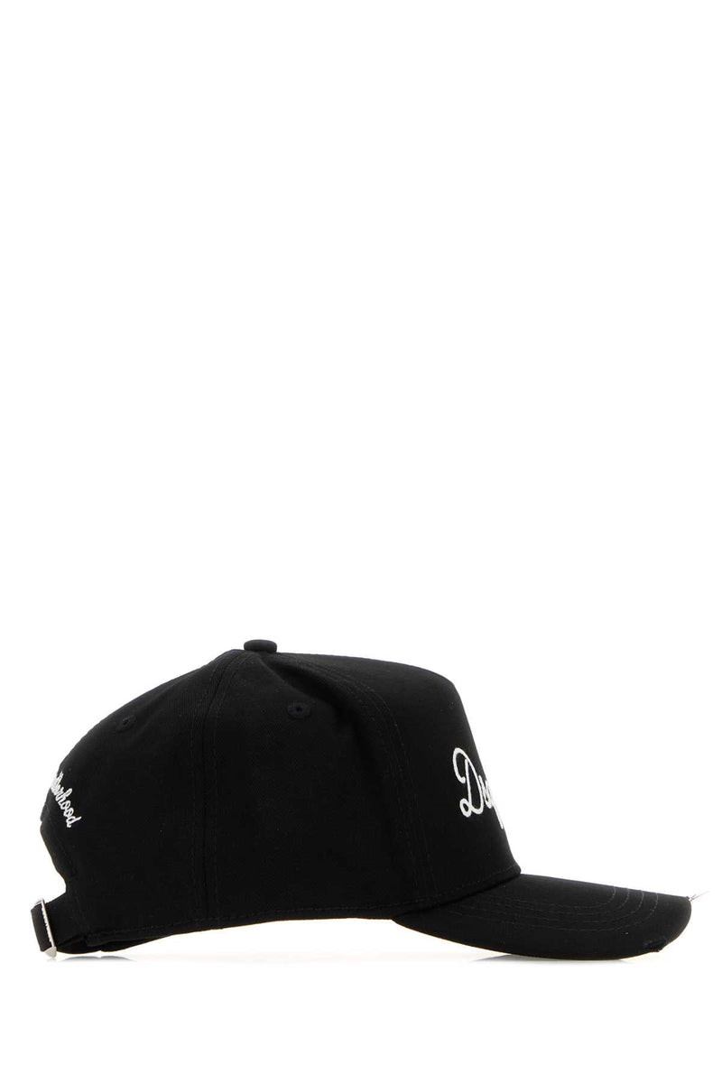 Dsquared2 Bcm097605c00001 Logo-Embroidered Cotton Baseball Cap — Black Exterior: Caps