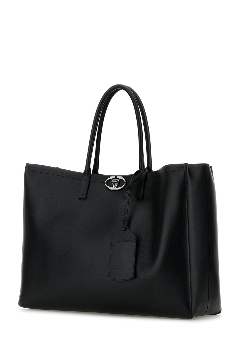 Valentino Garavani Calf Leather Tote Bag — Black Calfleatherbostaurus