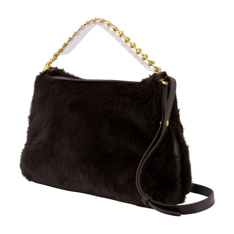 Vanessa Bruno Faux Fur Shoulder Bag — Black Synthetic