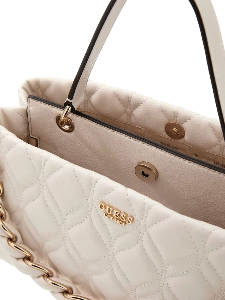 Guess Maxine Shoulder Bag — White Polyurethane