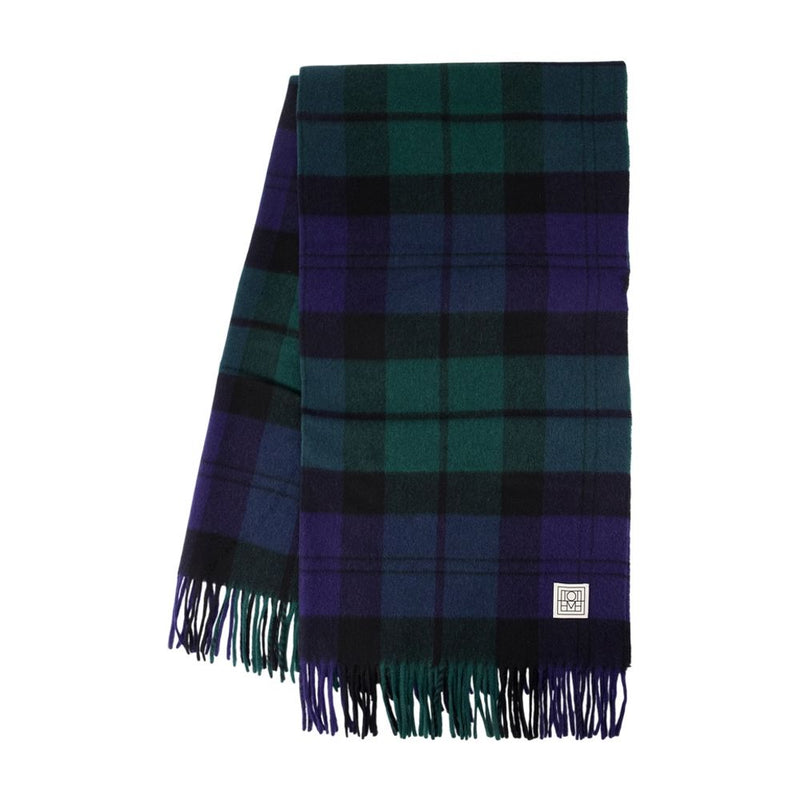 Toteme Checked Cashmere Scarf — Green Scarfs