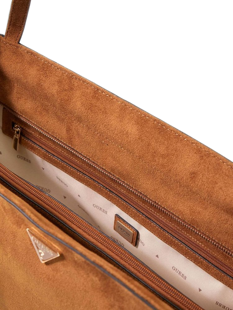 Guess Devon 3 Comp Tote Bag — Brown Polyester