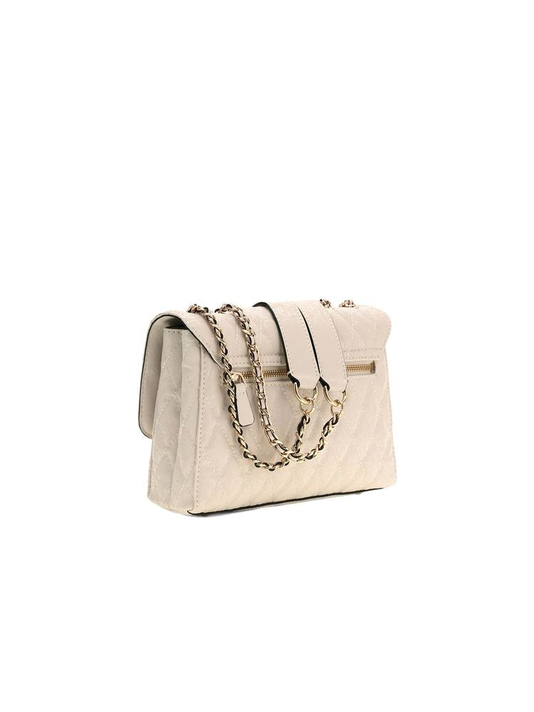 Guess Quilted Polyurethane Crossbody Bag — Beige