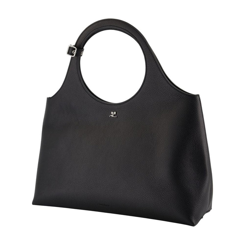 Courrèges Calfskin Shoulder Bag — Black