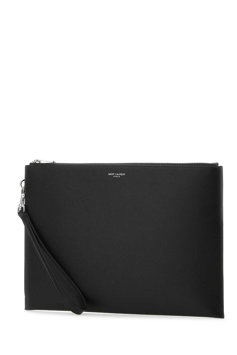 Saint Laurent Leather Zip Pouch Card Case — Black Cases