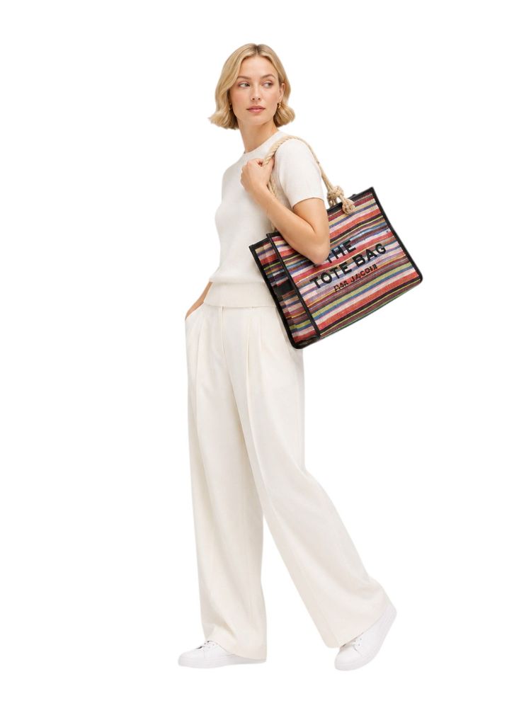 Marc Jacobs Striped Canvas Tote Bag — Multicolor Pvc
