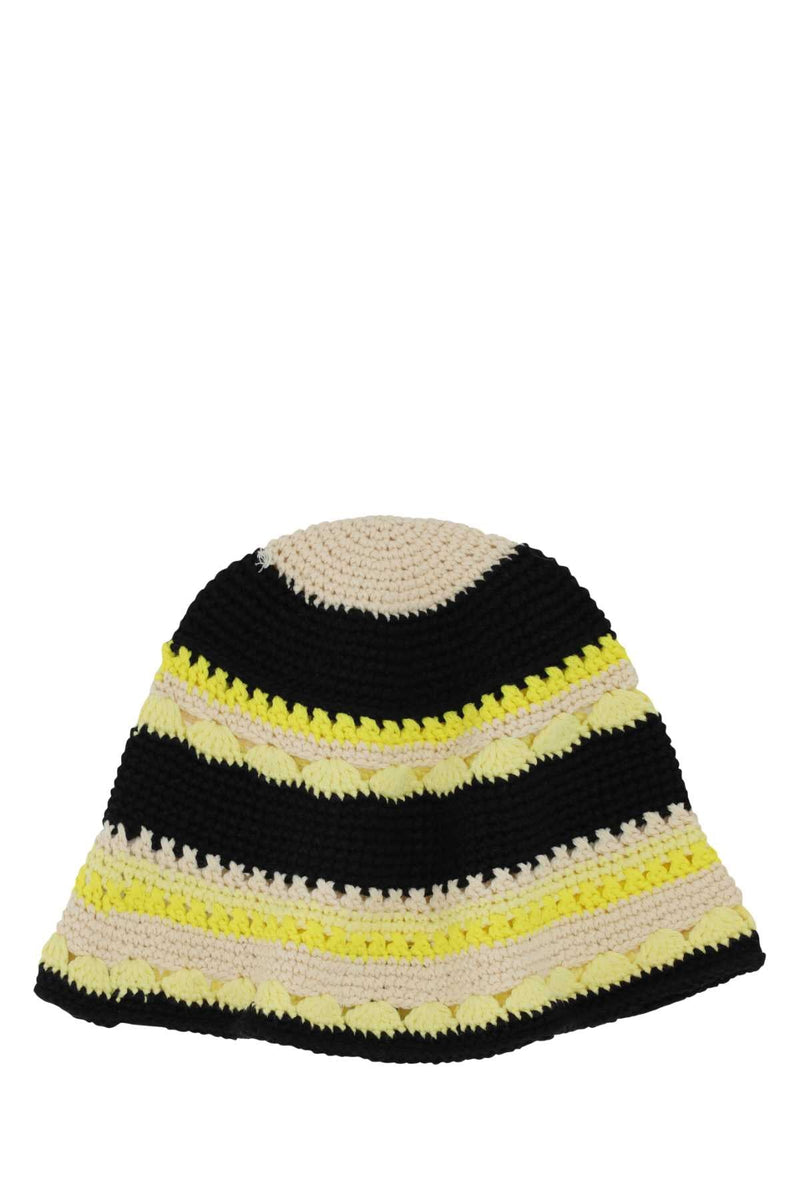 Ganni Hat Striped Crochet Beanie — Multicolor Exterior: Cotton Beanies