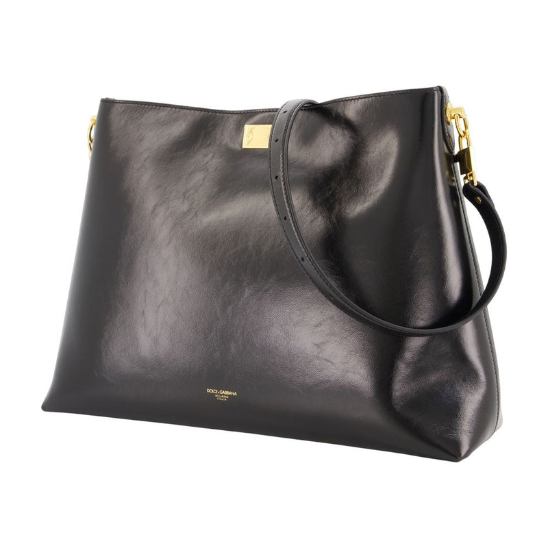 Dolce&gabbana Vittoria Shoulder Bag — Black Calfskin