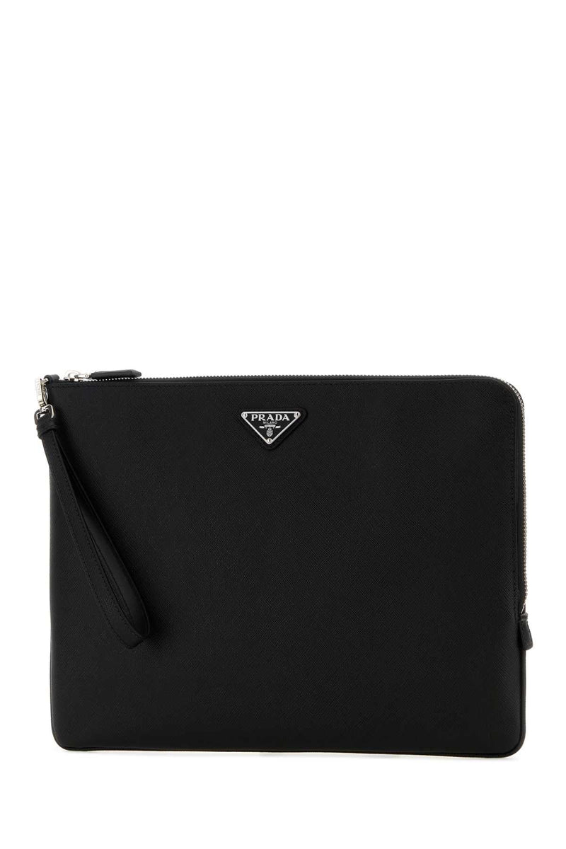 Prada Saffiano Leather Clutch — Black