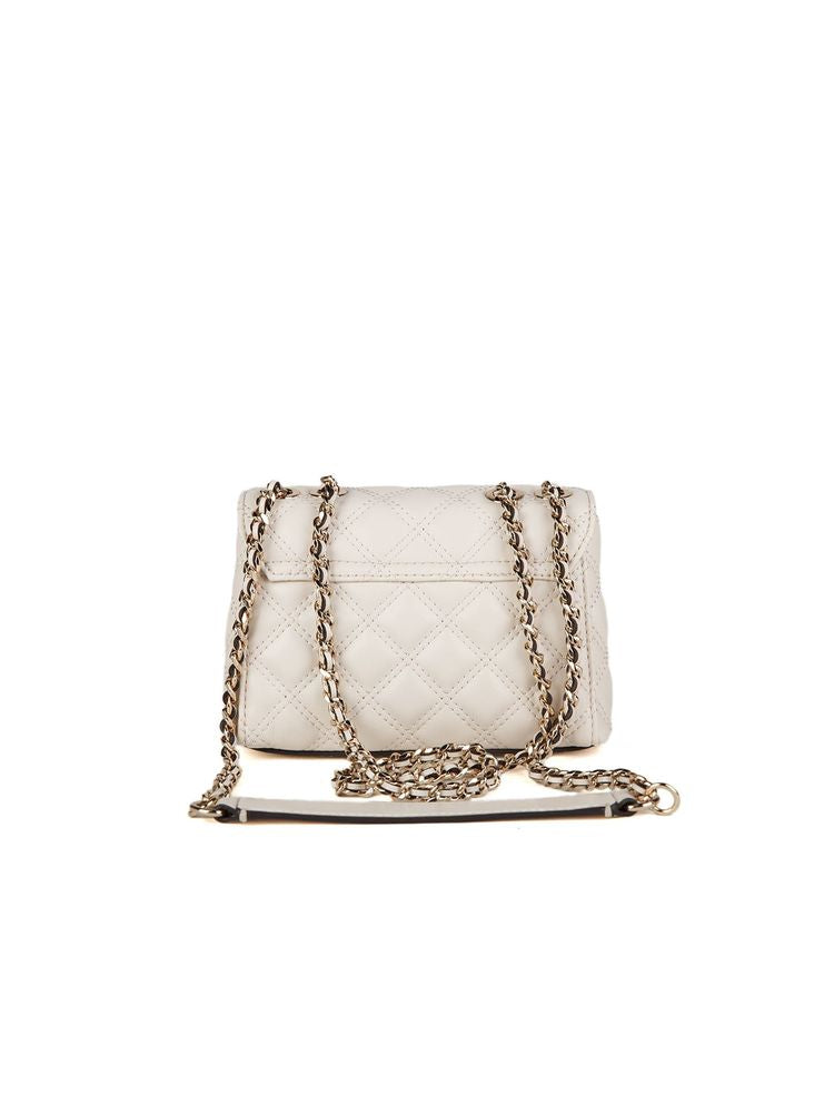 Guess Quilted Polyurethane Shoulder Bag — Beige