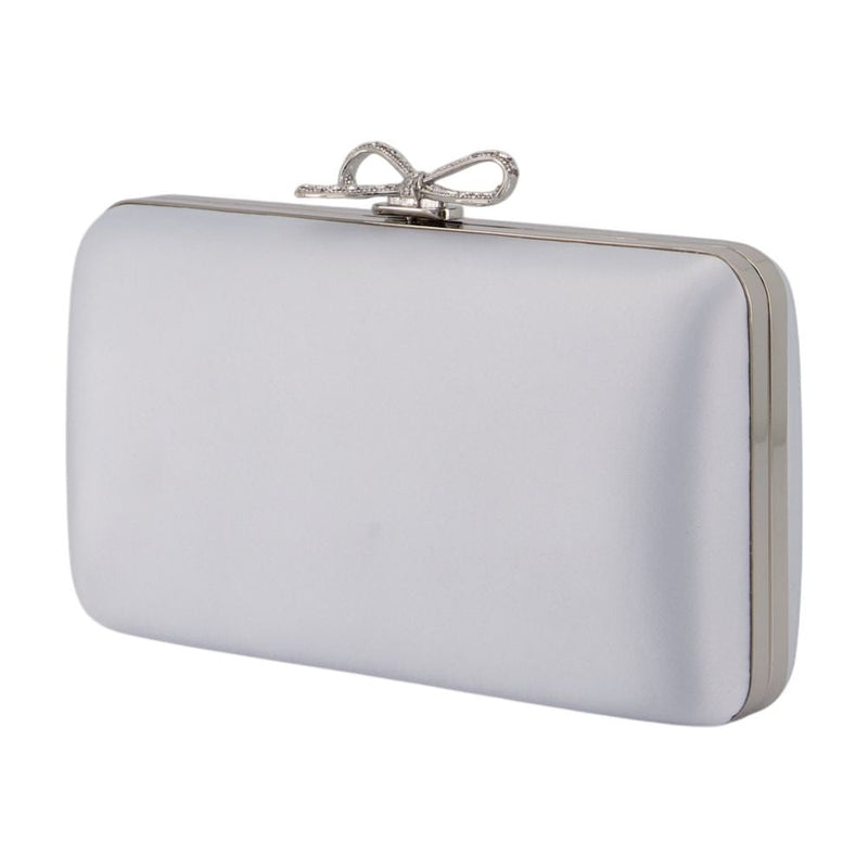 Self-Portrait Satin Box Clutch — Blue Synthetic