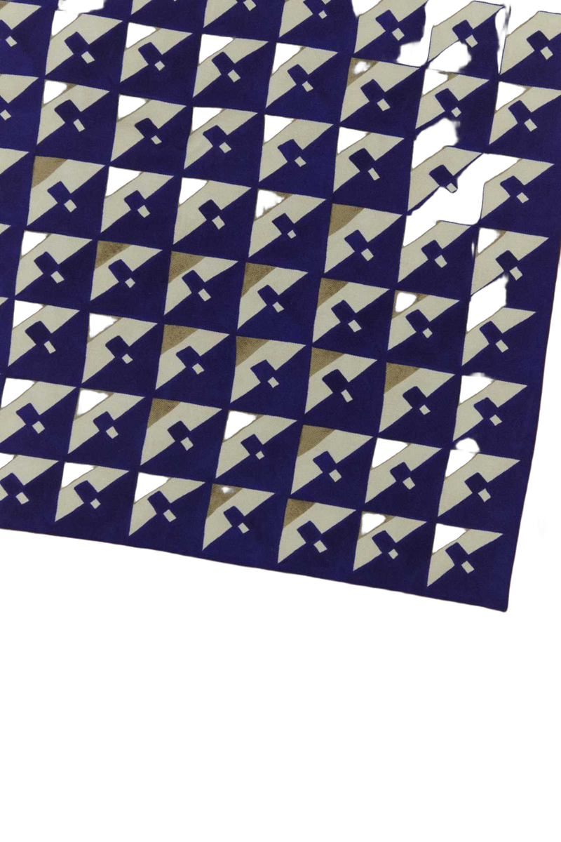 Miu Miu Geometric Silk Scarf — Navy Exterior: Scarfs