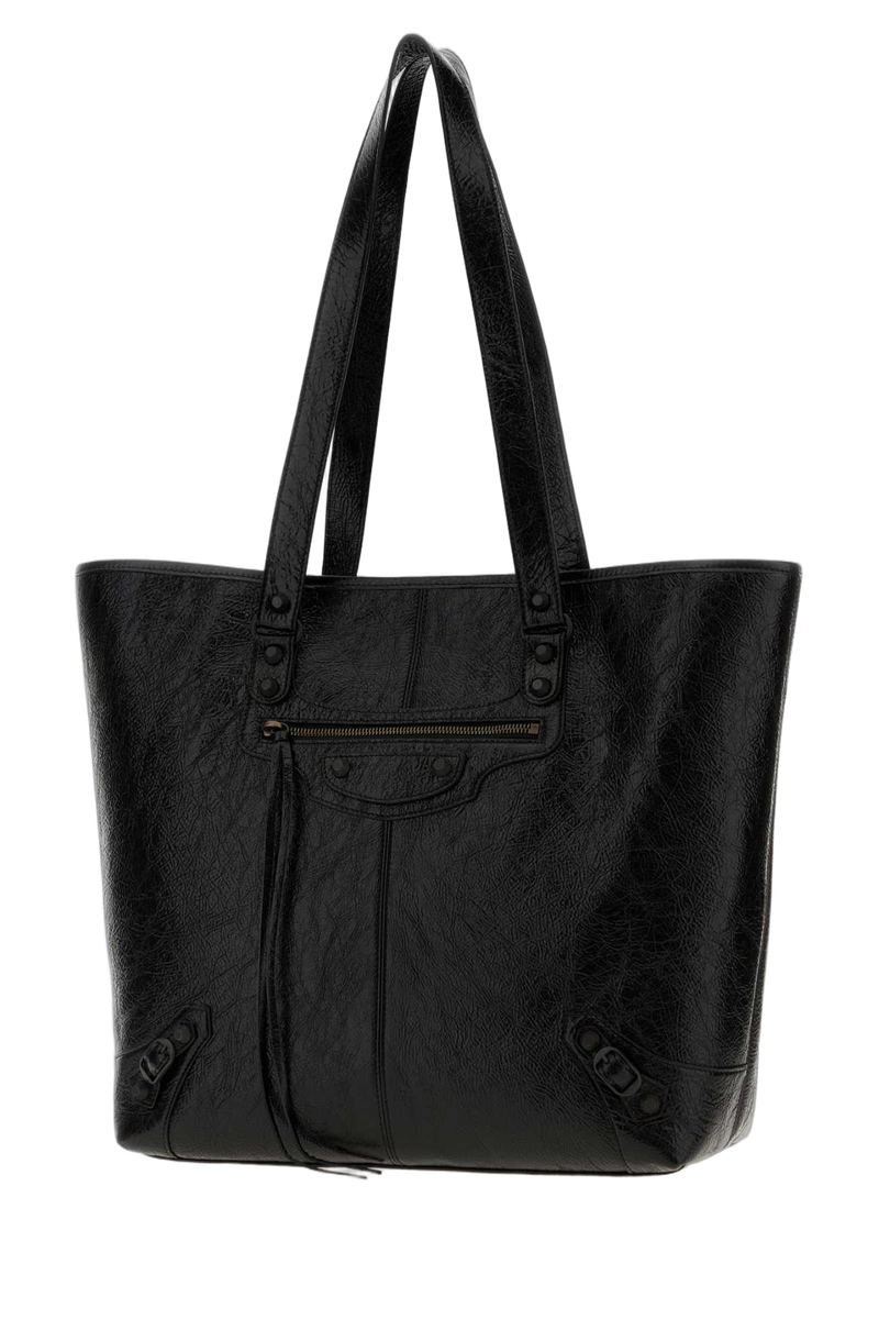 Balenciaga Textured Lamb Leather Tote Bag — Black