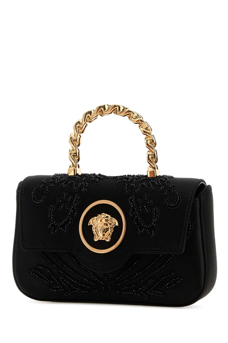 Versace Beaded Medusa Shoulder Bag — Black