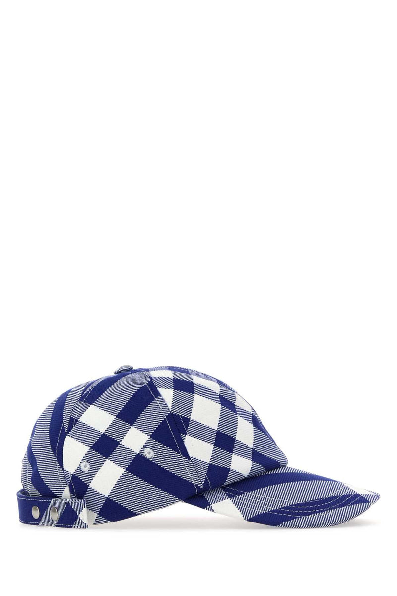 Burberry 8079477 Checked Wool Blend Baseball Cap — Navy Exterior: Polyester Caps