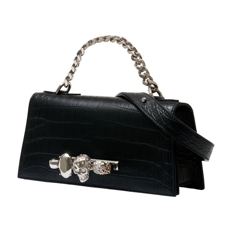 Alexander Mcqueen Jewel Shoulder Bag — Black Exotic_leather