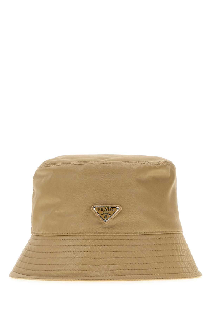 Prada Nylon Bucket Hat — Beige