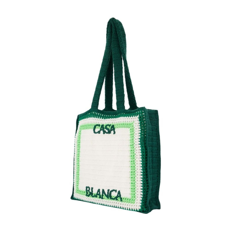 Casablanca Crocheted Cotton Tote Bag — Green