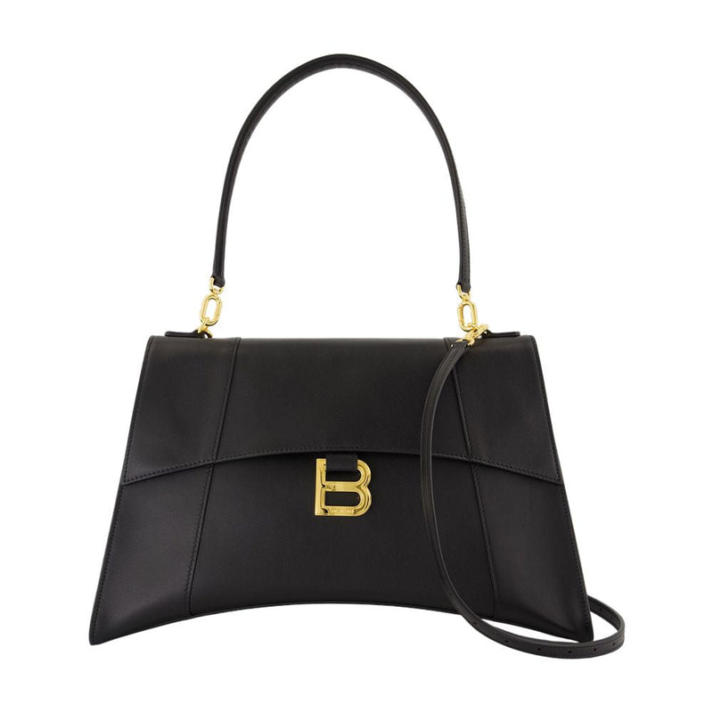 Balenciaga Hourglass Top Handle Bag — Black Calfskin