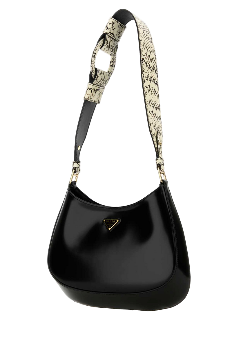 Prada Cleo Shoulder Bag — Black Vitello-homalopsis Buccata