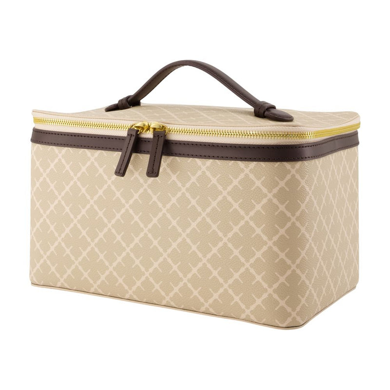 By Malene Birger Quilted Diamond Pattern Vanity Case — Beige Synthetic Top Handle Bags