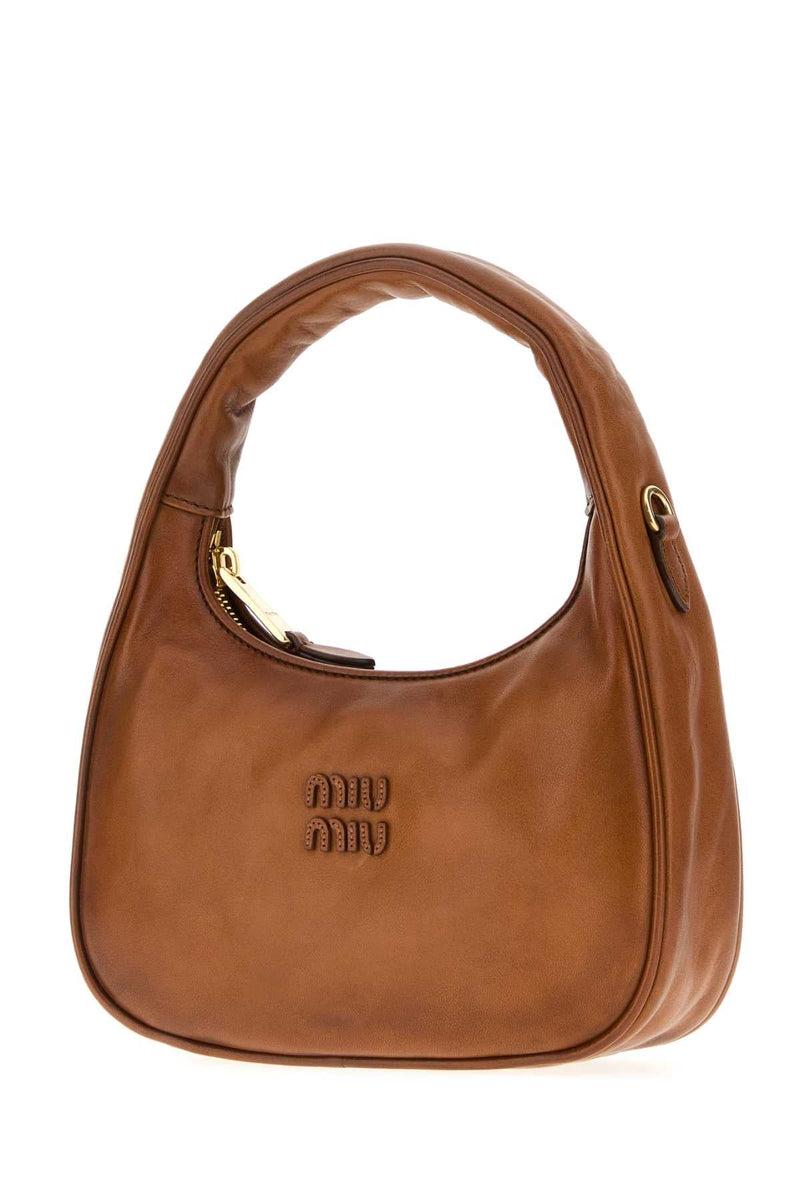 Miu Miu Leather Shoulder Bag — Cognac
