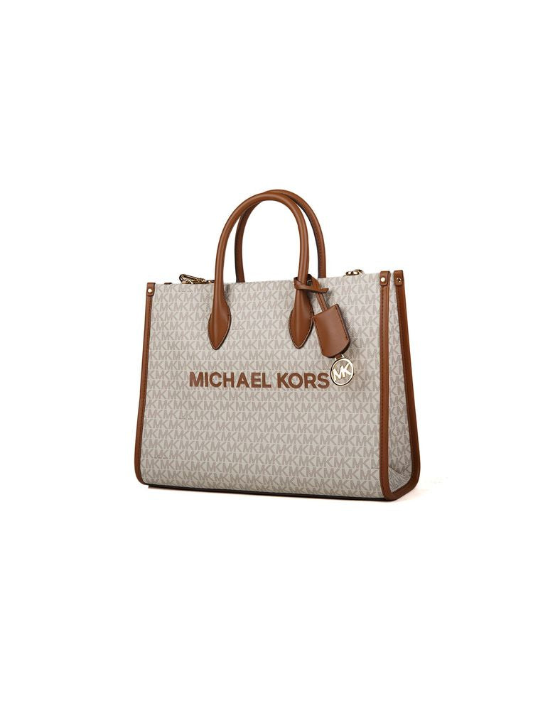Michael Kors Mirella Medium East-West Tote Bag — Beige 89.coated Canvas