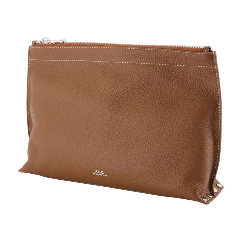 A.p.c. Grained Leather Vanity Wallet — Brown Cowhide