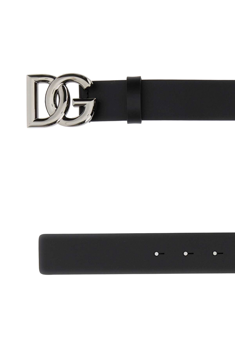 Dolce & Gabbana Logo-Buckle Leather Belt — Black