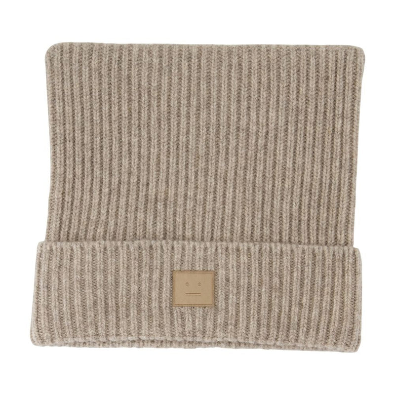 Acne Studios C40426-Drn Ribbed Cotton Beanie — Beige Beanies