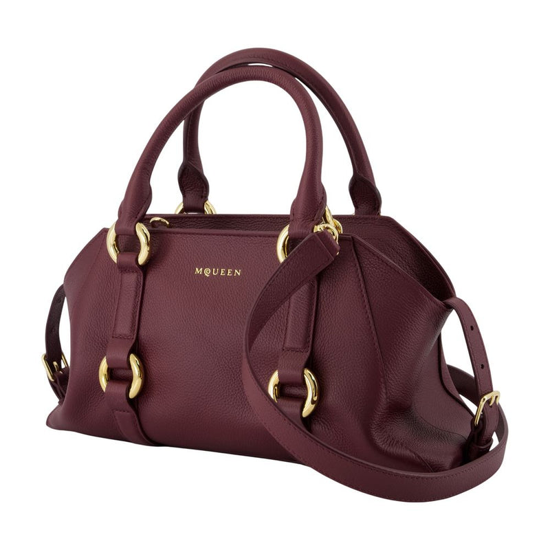 Alexander Mcqueen Top Handle Bag — Burgundy Calfskin
