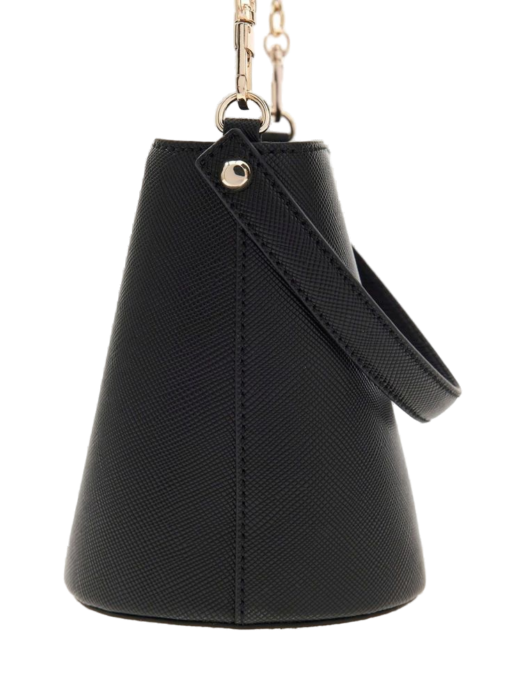 Guess Patsie Bucket Bag — Black Polyurethane