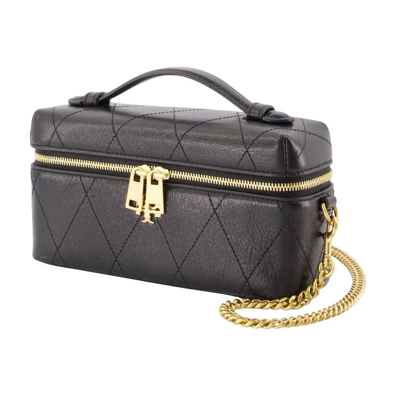 Tory Burch Quilted Calfskin Vanity Case — Black Bag