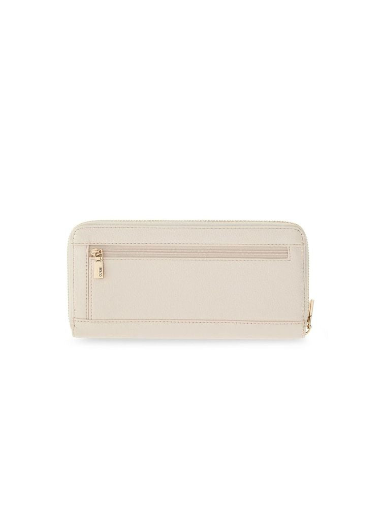 Guess Large Zip Around Wallet — White Polyurethane