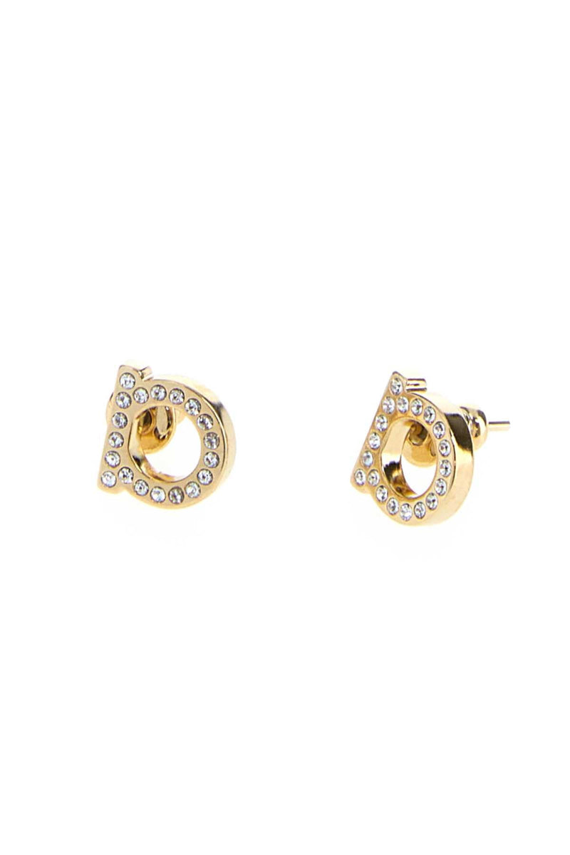 Ferragamo Crystaloro Earrings — Gold Glass Brass