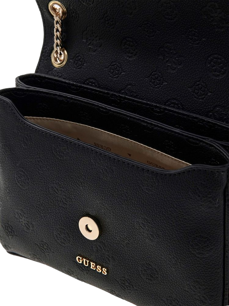 Guess Logo-Print Polyurethane Crossbody Bag — Black