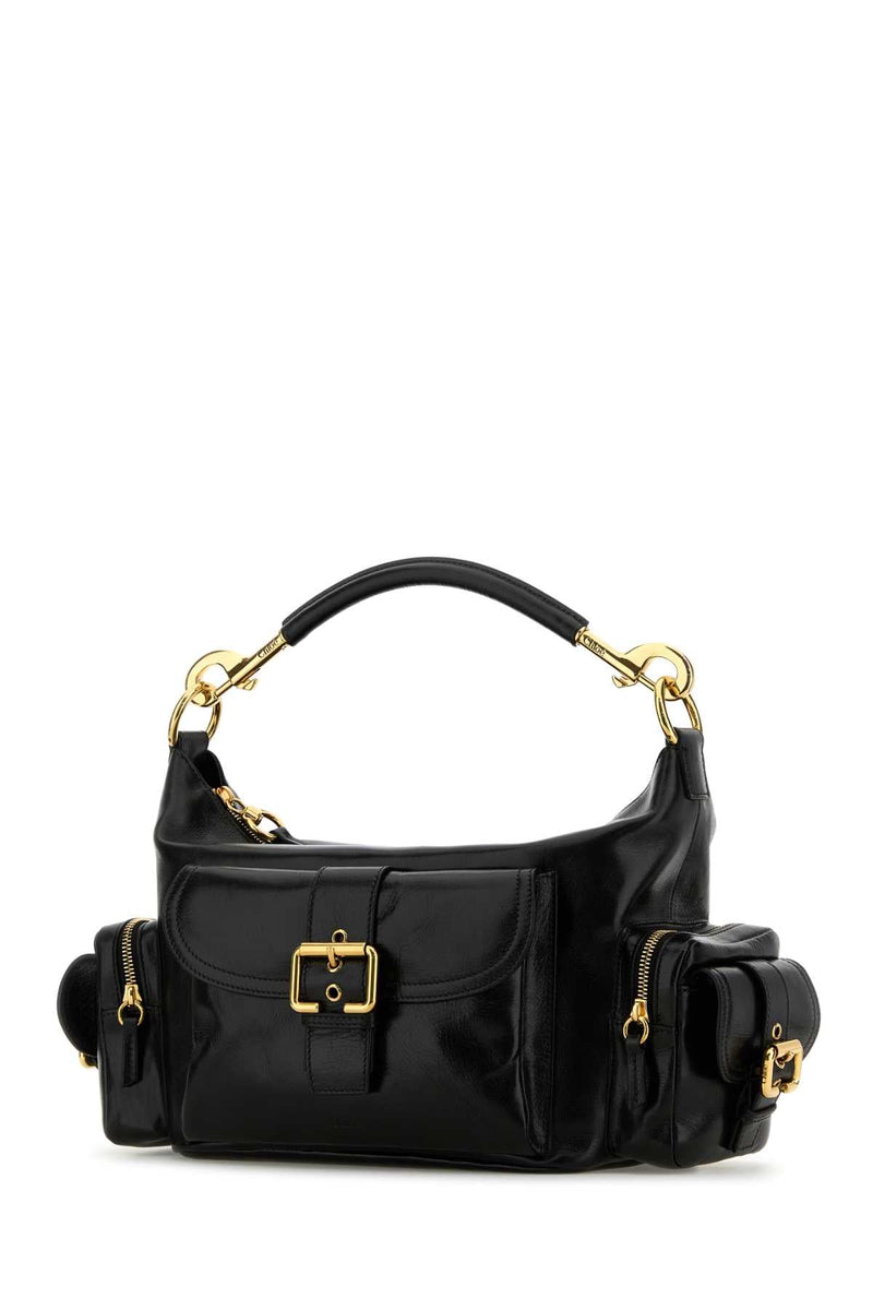 Chloé Structured Leather Shoulder Bag — Black