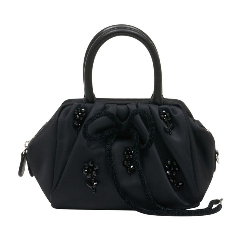 Simone Rocha Gathered Synthetic Top Handle Bag — Black