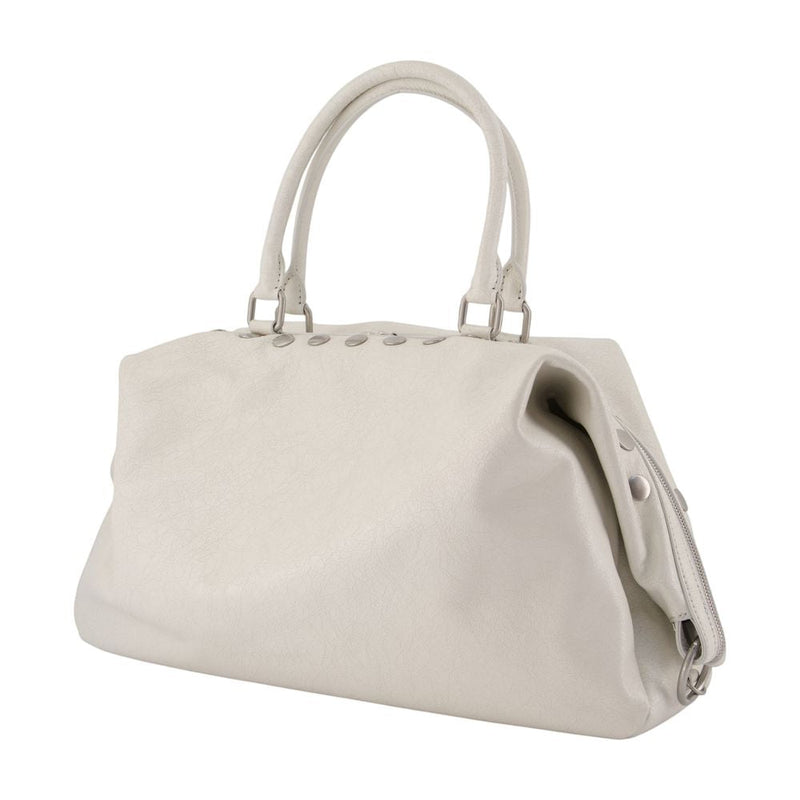 Margesherwood Dumpling Stud Top Handle Bag — White Cowhide