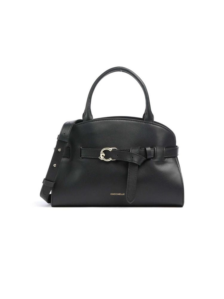 Coccinelle Sabine Top Handle Bag — Black Smooth Leather