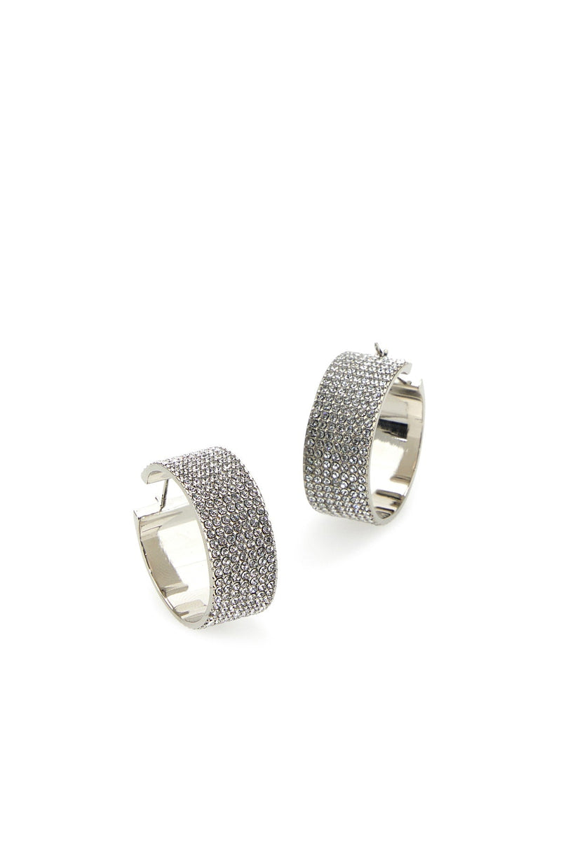 Amina Muaddi Whicrysil Earrings — Silver Metal With Crystal Texture