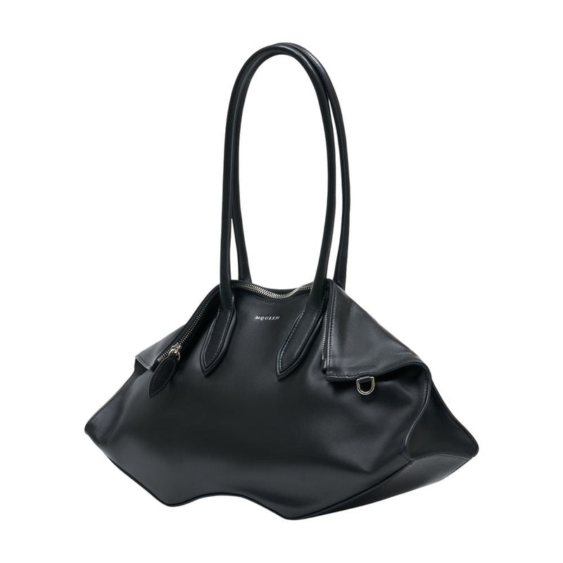 Alexander Mcqueen Manta Shoulder Bag — Black Calfskin