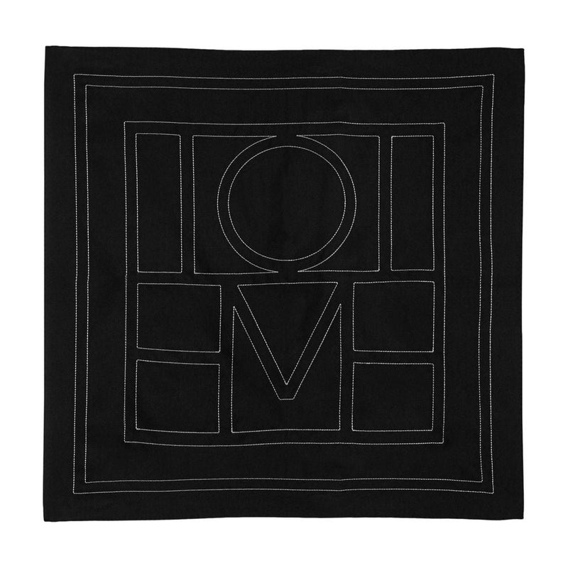 Toteme Embroidered Monogram Silk Scarf — Black Scarfs