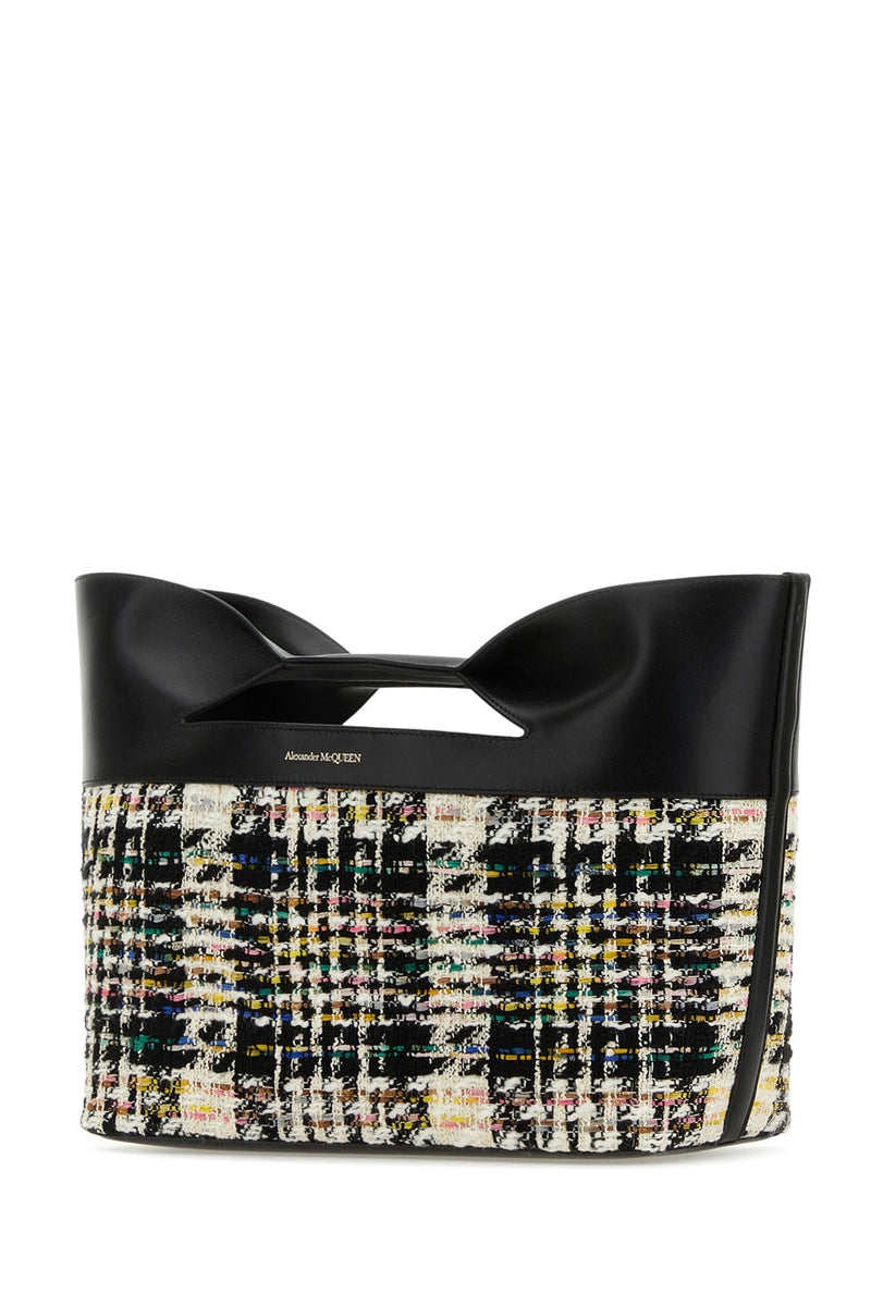 Alexander Mcqueen Leather And Tweed Top Handle Bag — Multicolor