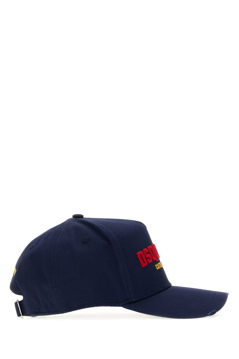 Dsquared2 Bcm103105c00001 Logo-Embroidered Baseball Cap — Navy Exterior: Cotton Caps