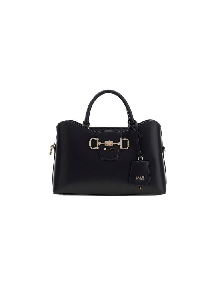 Guess Structured Satchel Shoulder Bag — Black Polyurethane