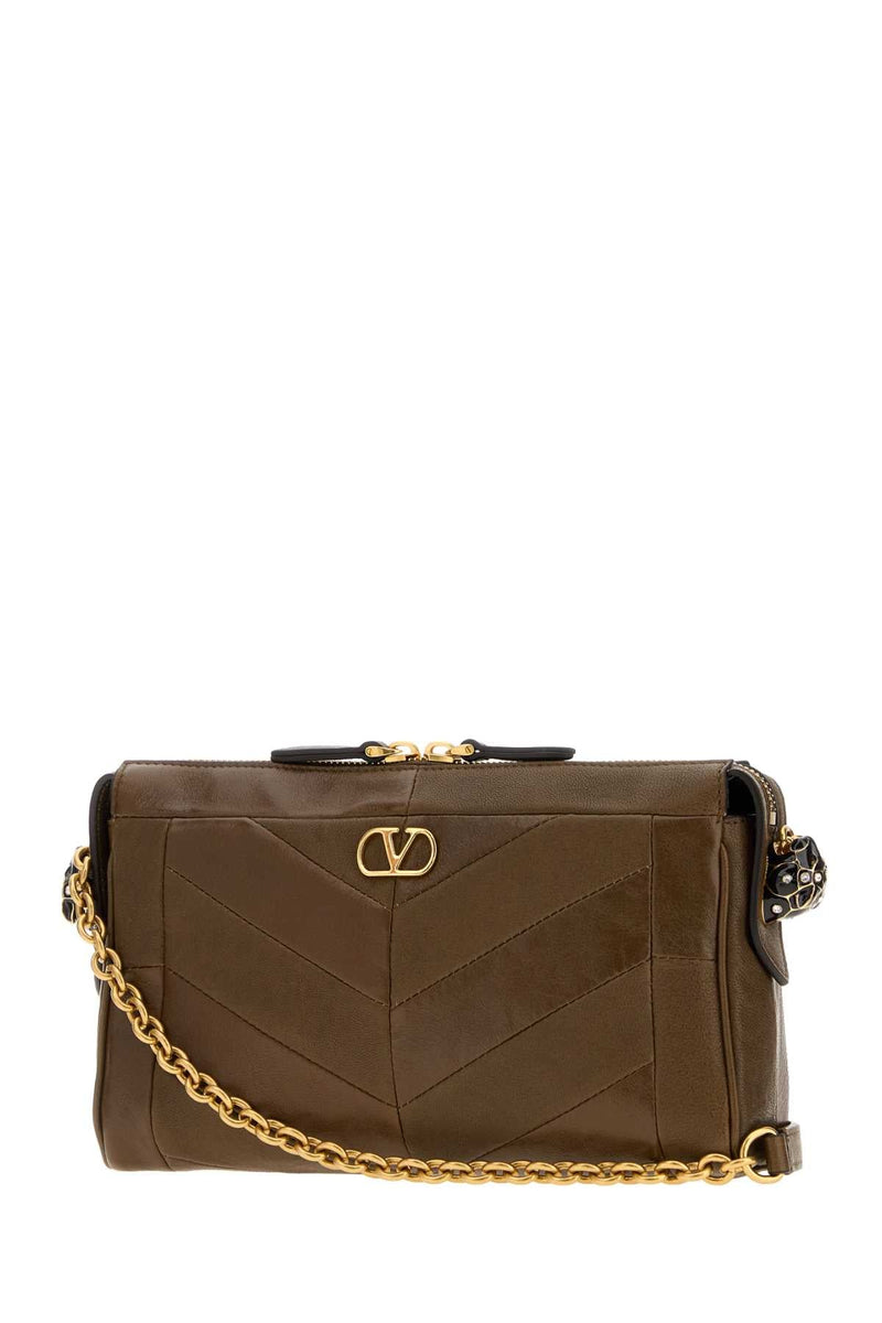 Valentino Garavani Chevron-Quilted Shoulder Bag — Brown