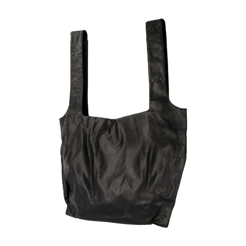 Yohji Yamamoto Gathered Cowhide Shoulder Bag — Black