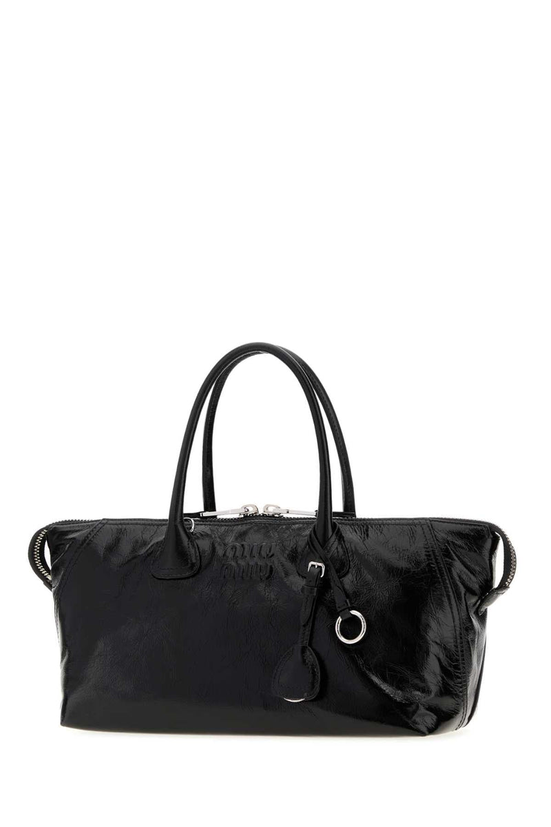 Miu Miu Vitello Leather Shoulder Bag — Black