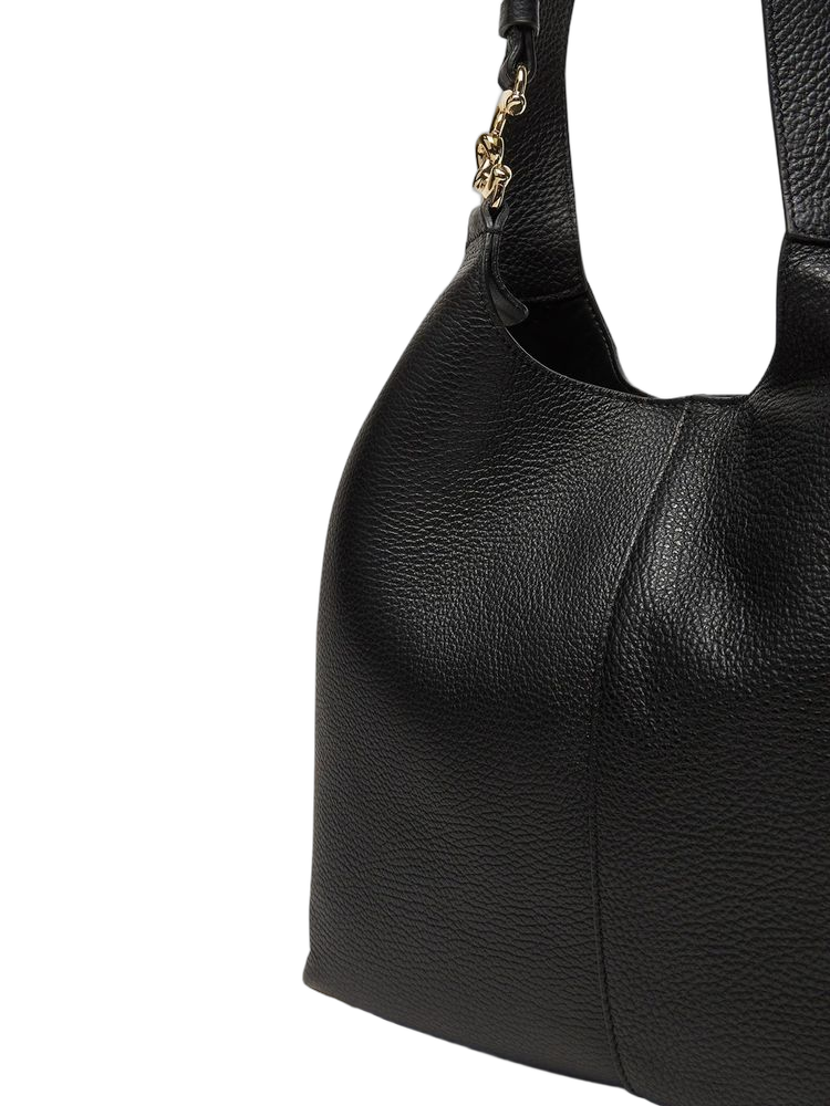 Coccinelle C-Easy Shoulder Bag — Black Grained Leather